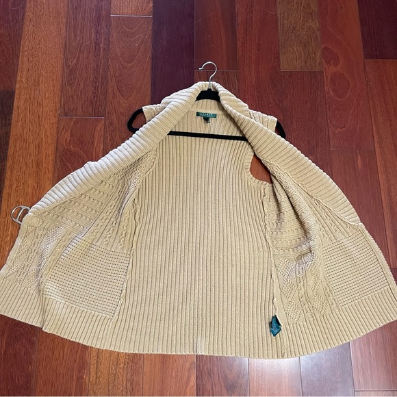 Lauren Ralph Lauren Cable Knit Sweater Vest Sleeveless Tan Women's Sz L  B9 - Picture 8 of 11